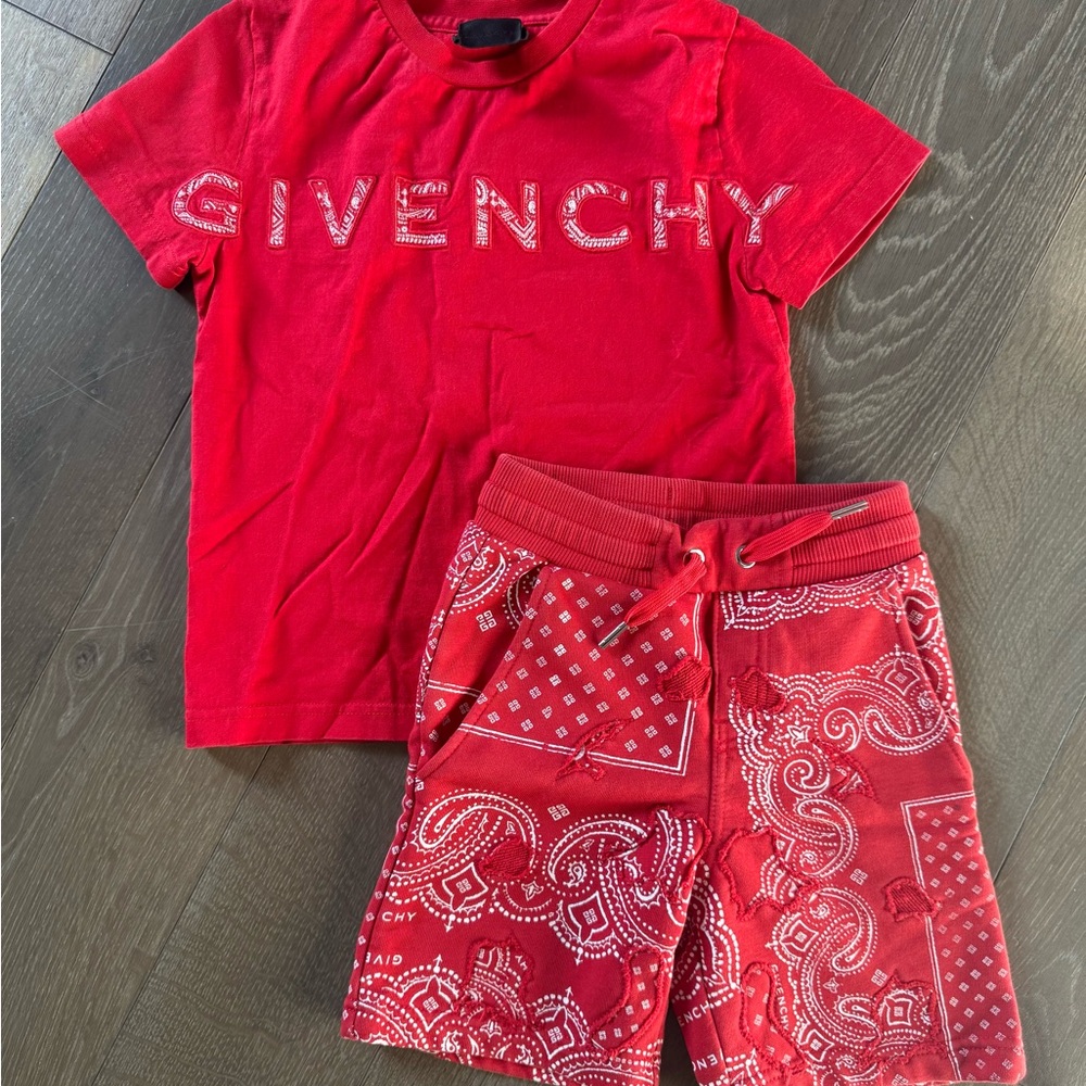 Kids Givenchy Red T-Shirt and Shorts Set